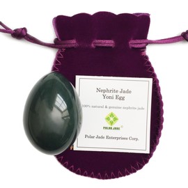 Polar Jade Undrilled Jade Egg Made of Nephrite Jade, for Beginner & Intermediate Users for Strengthening Pelvic Floor Muscles for Better Bladder Control, Large Size 50x35mm