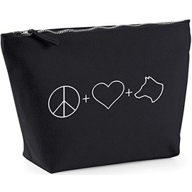 Hippowarehouse Peace, Love and Dogs printed make up cosmetic wash bag 18x19x9cm