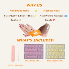 Fling Olas Press-on Nails, Short Nails, Reusable, Handmade with UV Finish, False Nails, Classic Cute Nail Kit for Women, Black and Gold, Midnight Gold, Medium Size