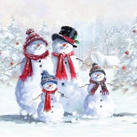 20 Napkins Merry Snowman Family | Snowman | Winter | Table Decoration 33 x 33 cm