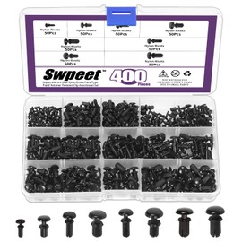 Swpeet 400Pcs 8 Sizes Car Retainer Clips Push Clips Rivet Kit, Nylon Fasteners Push Retainer Kit for Car Interior Accessories, Bumper, Radiator Shield Yoke and Splash Shield Retainers Replacement