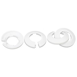 TOP-VIGOR 4 x 33mm Pipe Covers, Snap In PP Plastic Rosette Pipe Collar for Water Pipe, Drain Line, Toilet Drain Pipe, Wall Pipe Entrance, Decoration, Trim and