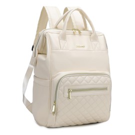 Baby Diaper Bag Backpack, Vegan Leather Diaper Backpack with Laptop Compartment 15.6 inch, Baby Bag Large Capacity, Waterproof Travel Backpack (Beige)