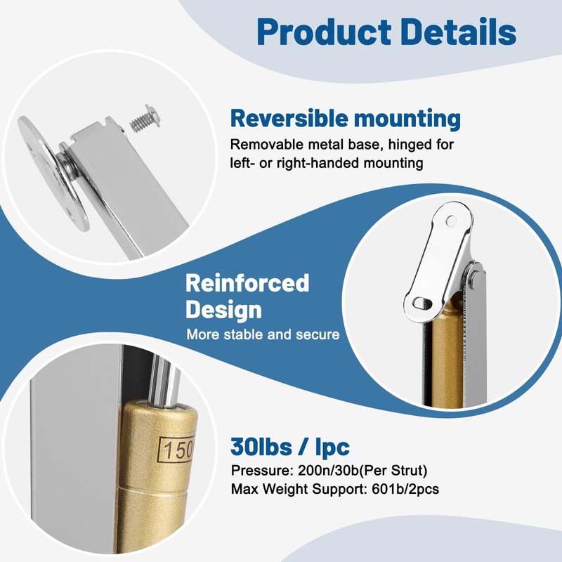 LALAGO Gas Lift 150N/PC, Lid Support Hinges, Bed Box Hinges,