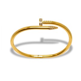 AVERELLE Women's 18K Gold Plated Nail Design Bangle - Screw Bangle Elegant Statement Jewellery - Waterproof, Nickel Free & Hypoallergenic - Gift Idea for Women