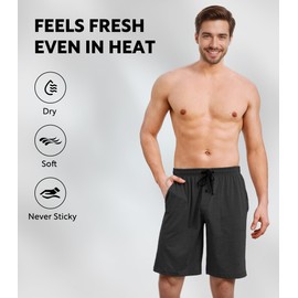DAVID ARCHY Men’s Pajama Shorts, Ulta Soft & Quick Dry Cotton Blend Sleep Shorts with Pockets and Fly, 2 Pack(M,Dark Grey+Black)