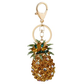 shilipu Cute Pineapple Shape Key Chain Rhinestone Car Keychains Sparkling Key Holder Bag Pendants Fruit Keyrings Bag Pendants Key Holders Hawaii Party Favors