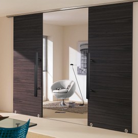 Door Pull Handle | Long Door Handle Double Sided | Heavy Duty Square Stainless Steel Barn Door Handle Black Set for Garages, Commercial and Residential