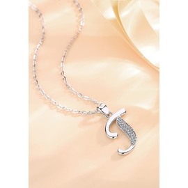 AEONSLOVE I Necklace Initial Sterling Silver Letter Pendant Cadenas de Plata 925 Para Mujer Initial Charm with CZ Letter Jewelry Gifts for Women Daughter Godmother Aunt College Friend Female