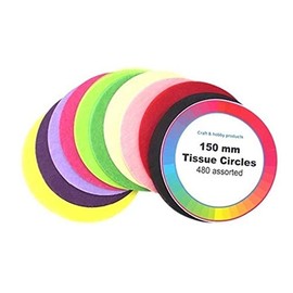 480 Assorted Colours Tissue Paper Circles for Kids Crafts - 150mm