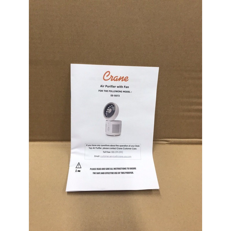 CRANE (EE5073) TRUE HEPA DESKTOP AIR PURIFIER+ 3-SPEED FAN **BRAND