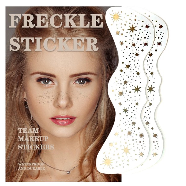 Glitter Freckles Face Tattoo Gold-Face Glitter Silver Fake Freckles，Sparkle Makeup