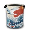 White Crane Laundry Baskets,Red Sun Japanese Wave Laundry Hamper,Storage Basket