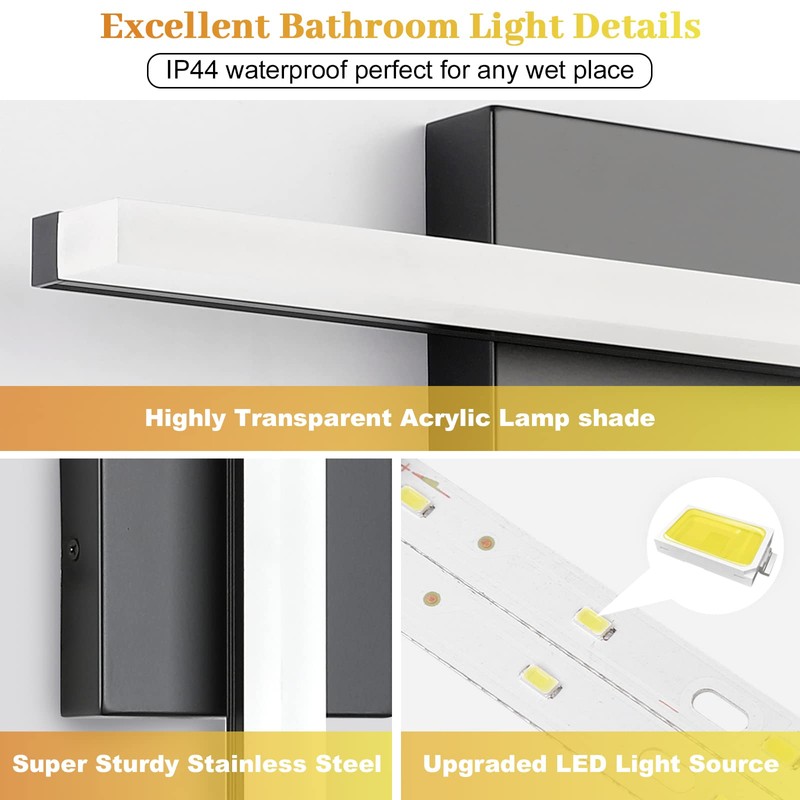 Combuh LED Bathroom Vanity Light Bar 16 Inch 9W Black