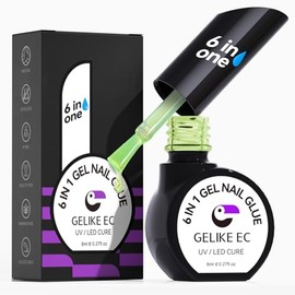 Gelike ec Nagelkleber F√ºr Kunstn√§gel: 6 in 1 Gelee Gelbgr√ºn Extra Stark Nail Glue F√ºr Press On Nail Glue Gel For Nail Tips Nagelkleber Gel F√ºr Fake Nail-Brauchen Ausharten Unter UV Nagellampe