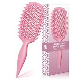 Curly Hair Brush – Dual-Sided Detangling Comb with Hourglass Handle & TPEE Material, Defines Curls Wet & Dry, Suitable for All Hair Types, Women & Men (Pink)