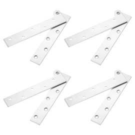 sourcing map 4pcs Door Hinge, 5.9 Inch Pivot Hinges 7-Shaped 360 Degree Rotatable Hidden Hinge Stainless Steel Invisible Hinge for Doors Cabinets Tool Box, Silver