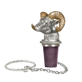 Heritage Pewter Bighorn Sheep Wine Bottle Stopper | Bottle Topper for Wine, Liquor | Expertly Crafted Pewter Reusable Wine Cork