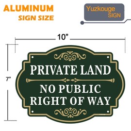 Yuzkouge Private Land No Public Right of Way Sign - 2 Pack, 25cm x 18cm Rust Free Aluminum Sign, Weatherproof, Fade Resistant