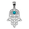Fine Sterling Silver Hamsa Hand with Blue Stone Evil Eye