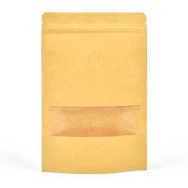 Evergreen Goods™ wiederverwendbare Lebensmittelqualität Stand-up-Kraftbeutel, Kaffeebohnen-Design, foliengefütterter Griff, Reißverschluss, hitzeversiegelbar, Reißkerbe, stehend, braunes Papier, 90 x