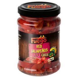 Fuego - Red jalapeños, cut, adds Mexican sharpness to a variety of dishes, also ideal for marinades and dressings, 1 x 210 g
