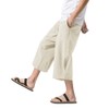 MAGNIVIT Men's Harem Pants Patchwork Loose Linen Harem Capri Pants