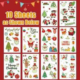 Partywind 105 Styles Glow Christmas Party Supplies Kids Temporary Tattoos, Luminous Christmas Holiday Stocking Stuffers for Party Decorations, Xmas Goodie Bag Fillers Toys (10 Sheets)