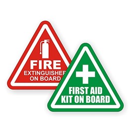 3" Fire Extinguisher | First Aid Kit on Board Vinyl Decals | Stickers | Labels Pair