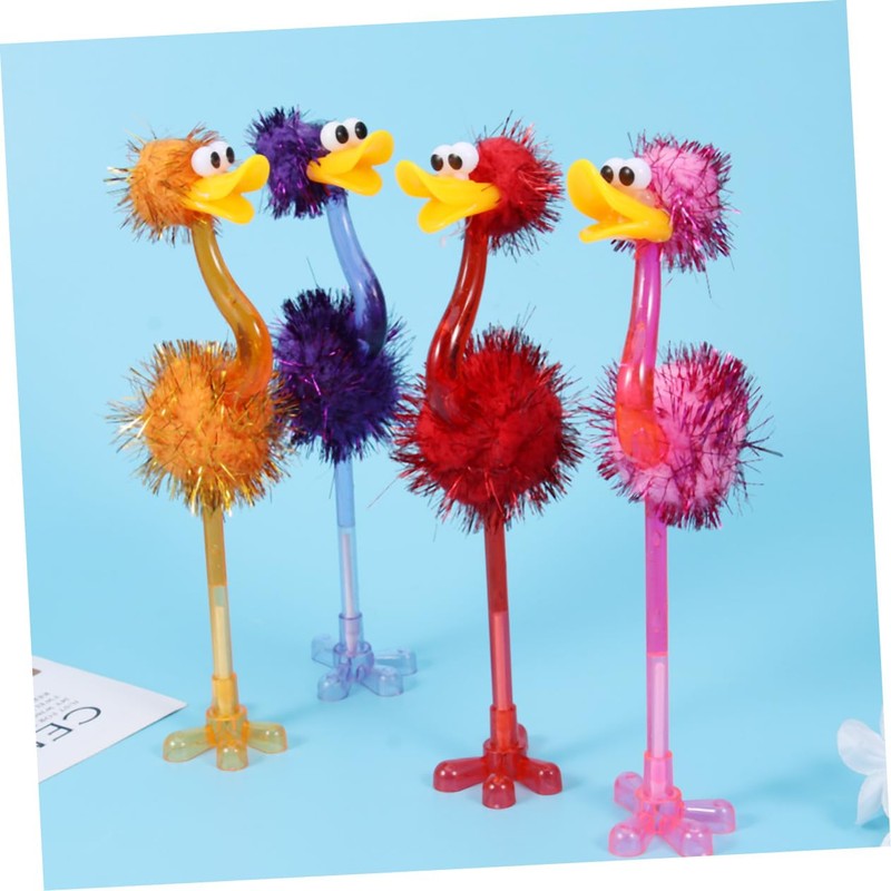 Operitacx 4pcs Ostrich Ballpoint Pens Lightweight Fun Design for School