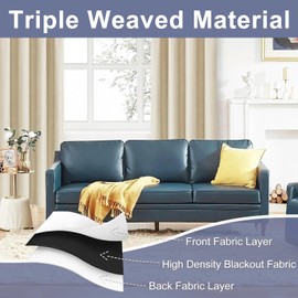 LETTURE 2 Paneles Cortinas Blackout con Aislamiento Térmico para Estar/Recámara Ventana, Suave Cortinas con Bolsillo Reducción Ruido, 100% Poliéster Tela Impermeable (Beige, 107x160cm)