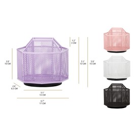 Exerz Organizador de computadora/computadora de malla, organizador ordenado/soporte para lápices/multifuncional giratorio 360, color morado claro