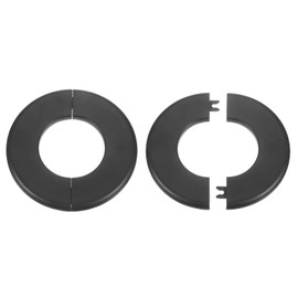HARFINGTON 2pcs Wall Split Flange 64mm/2.5" Self-Adhesive Plumbing Cover Plates ABS Plastic Round Escutcheon Plate Buckle Design for Water Pipe Bathroom Kitchen Decoration, Black