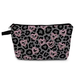 YULUENZE Leopard Cheetah Heart Makeup Bag Cute Small Organizer Bag with Zipper Leopard Cheetah Heart Cosmetic Bag Aesthetic Birthday Present for Women Friends -3