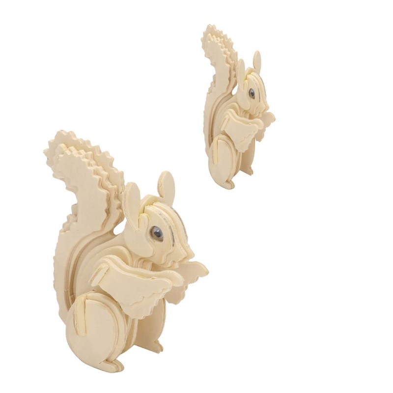 Kisangel 3pcs Wooden Squirrel Puzzle Jigsaw Model for Educational Craft