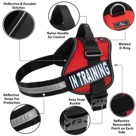 Service Dog in Training Vest - Adjustable No Pull Dog Harness with Patches. in Training Dog Vest for Service Dogs Small, Medium and Large Easy On/Off Dog in Training Harness for Service Dog Training