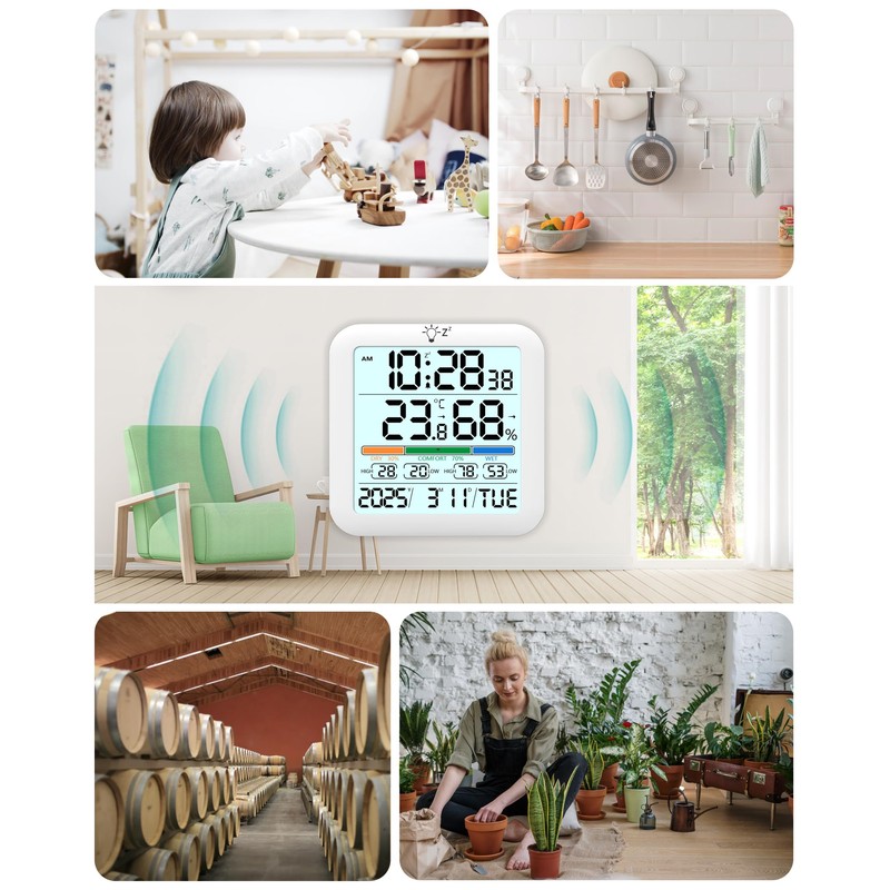 Timloon Digital Thermometer/Hygrometer, Indoor Temperature and Hygrometer, Large LCD Screen,