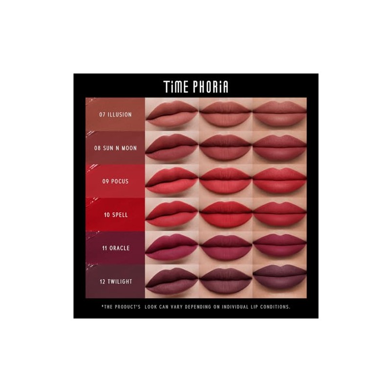 TIMEPHORIA Tinta para Labios Mate Difuminado, Larga Duración 24 Horas,
