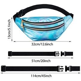 Riñonera holográfica de 3 piezas para mujeres, hombres y niños, cintura deportiva de color metálico con bolsas y cinturón ajustable, Morado oscuro, az