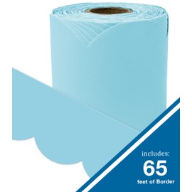Carson Dellosa 65 Feet of Sky Blue Bulletin Board Border, Scalloped Border Trim, Spring Bulletin Board Decorations, Rolled Classroom Border for Bulletin Board, White Board, Classroom Décor