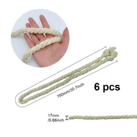 UMCHU Pack of 6 Curtain Cords, Cotton Rope Beige, Hand Knitted Curtain Holder, for Living Room, Bedroom (71 cm Long and 15 mm Thick)
