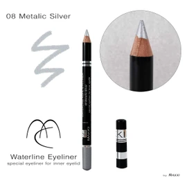 Makki 08 Shimmery Silver Waterline Kohl Eyeliner - Spezial Kajal für die inneren Augenlider - vitalisierend und wasserfest - empfindliche Augen hypoallergener Eyeliner