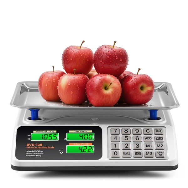 Bonvoisin Price Computing Scale 88lb/40kg Commercial Food Scale with Stainless
