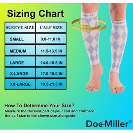 Doc Miller Manga de Compresión Para Pantorrillas (1 par) 20-30 mmHg Medias de Compresión Mangas Para Ejercicio, Recuperación, Dolor, Varices y Calambres en Piernas (Gris Azul, Grande)