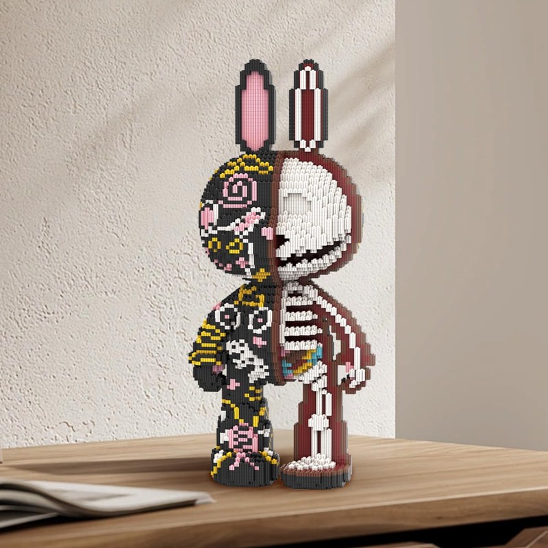 DAHONPA Animal Rabbit Half Graffiti Half Skeleton Micro Building Blocks