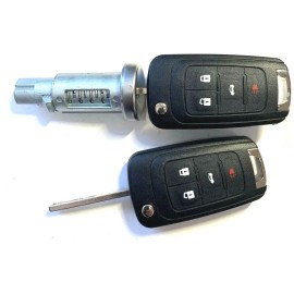 NUEVO GM Interruptor de cilindro de bloqueo de encendido con 2 llaves remotas abatibles 5912543 4 botones
