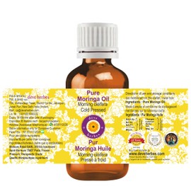 Deve Herbes Pure Moringa Oil (Moringa Oleifera) Natural Therapeutic Quality Cold Pressed 15 ml (0.50 oz)