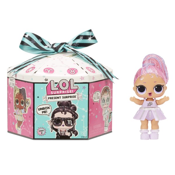 L.O.L. Surprise! Present Surprise Series 2, Glitter Star Sign Doll with 8 Surprises - Colorful Fun Collectible Doll Playset with Doll Accessories Including Outfit - Birthday Gifts for Girls Ages 4-14