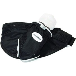 FuelBelt Crush Reflective Water Bottle Carrier, Velcro Strap To Fit Any Size, Pouch To Carry Valuables, 600ml, Black
