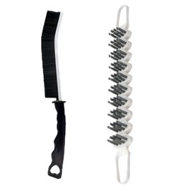 2 Pcs Crevice Cleaning Brush Bendable Brush Multifunctional Hard Bristle Crevice Gap Scrub Grout Curved Brush Household Cleaning Tool for Bathroom Kitchen 2 Types (Black&White)